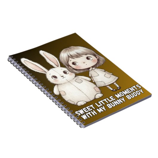 Whimsical Girl and Patchwork Bunny Notebook ノートブック (右側)