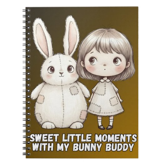 Whimsical Girl and Patchwork Bunny Notebook ノートブック (正面)