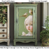 Whimsical Girl, Birds In Her Hair EV9LZ Decoupage 薄葉紙
