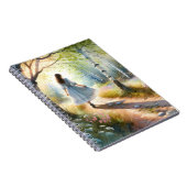 Whimsical Girl Dancing Through Birch Forest ノートブック (右側)