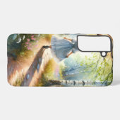 Whimsical Girl Dancing Through Birch Forest Samsung Galaxyケース (裏面横)
