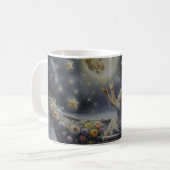 Whimsical Girl Moon Dream Fantasy Scene コーヒーマグカップ (正面左)