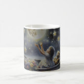 Whimsical Girl Moon Dream Fantasy Scene コーヒーマグカップ (中央)