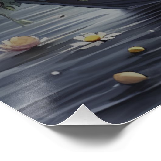 Whimsical Girl Moon Dream Fantasy Scene ポスター (コーナー)