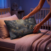 Whimsical Girl Moon Dream Fantasy Scene ランバークッション