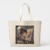 Whimsical Girl Painter Tote Bag ラージトートバッグ (裏面)