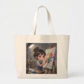 Whimsical Girl Painter Tote Bag ラージトートバッグ (正面)