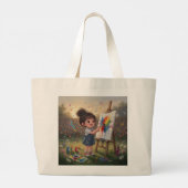 Whimsical Girl Painter Tote Bag ラージトートバッグ (裏面)