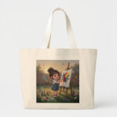 Whimsical Girl Painter Tote Bag ラージトートバッグ (正面)