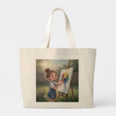 Whimsical Girl Painter Tote Bag ラージトートバッグ (裏面)