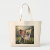 Whimsical Girl Painter Tote Bag ラージトートバッグ (正面)