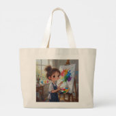 Whimsical Girl Painter Tote Bag ラージトートバッグ (裏面)