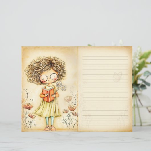 Whimsical Girl Vintage Junk Journal Page (スタンド正面)