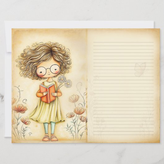 Whimsical Girl Vintage Junk Journal Page (正面)