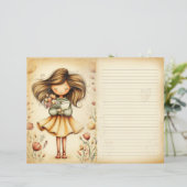 Whimsical Girl with Book & Flowers Journal Page (スタンド正面)