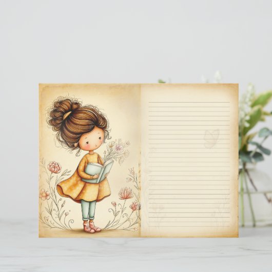 Whimsical Girl with Book Junk Journal Page (スタンド正面)