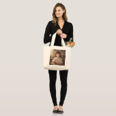 Whimsical Girl with Coffee Tote Bag ラージトートバッグ (正面(モデル))