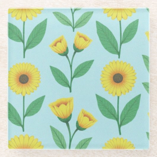 Whimsical Glee Bloom ガラスコースター (正面)