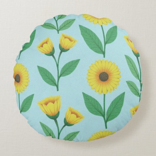 Whimsical Glee Bloom ラウンドクッション (正面)