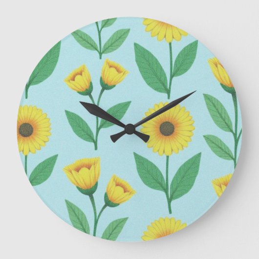Whimsical Glee Bloom ラージ壁時計 (正面)