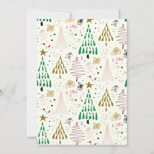  whimsical glitter Christmas tree holiday party 招待状 (裏面)