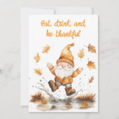  whimsical Gnome Friendsgiving 招待状 (裏面)