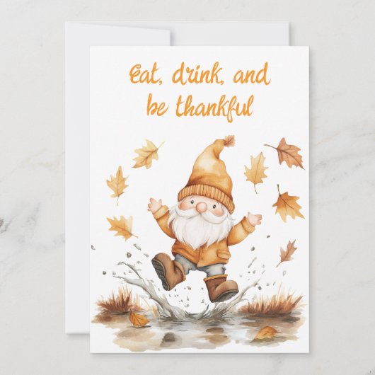  whimsical Gnome Friendsgiving 招待状 (裏面)