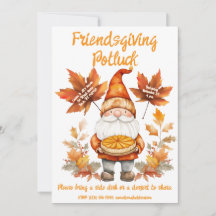  whimsical Gnome Friendsgiving 招待状