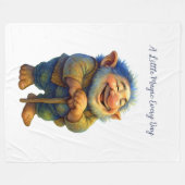 Whimsical Gnome Illustration Gift  Magic Every Day フリースブランケット (正面(横))