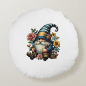 Whimsical Gnome with Flowers ラウンドクッション (裏面)