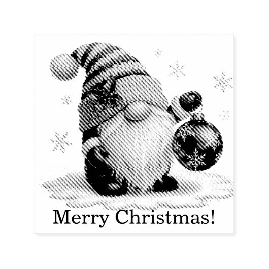 Whimsical Gnome With Ornament Christmas Ornament セルフインキングスタンプ (デザイン)