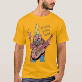Whimsical Gnome with Peace Guitar, Groovy 60s Vibe Tシャツ