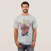 Whimsical Gnome with Peace Guitar, Groovy 60s Vibe Tシャツ (正面フル)