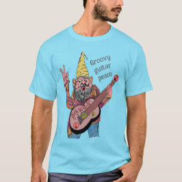 Whimsical Gnome with Peace Guitar, Groovy 60s Vibe Tシャツ