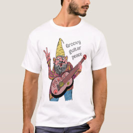 Whimsical Gnome with Peace Guitar, Groovy 60s Vibe Tシャツ