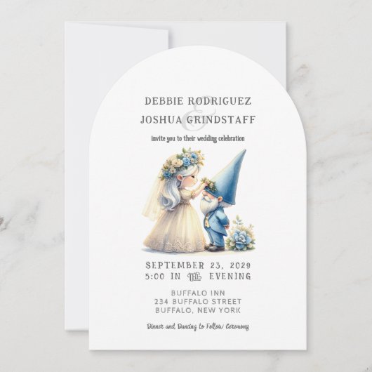 Whimsical Gnomes Fun Wedding Invitation  招待状 (正面)