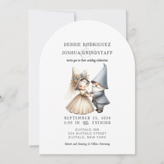Whimsical Gnomes Fun Wedding Invitation  招待状 (正面)