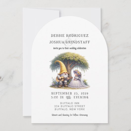 Whimsical Gnomes Fun Wedding Invitation  招待状 (正面)