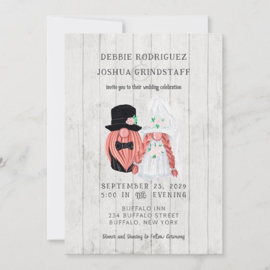 Whimsical Gnomes Fun Wedding Invitation 招待状 (正面)