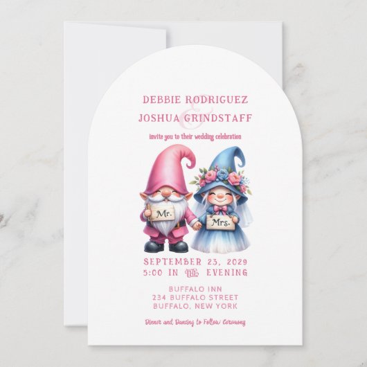 Whimsical Gnomes Fun Wedding Invitation 招待状 (正面)