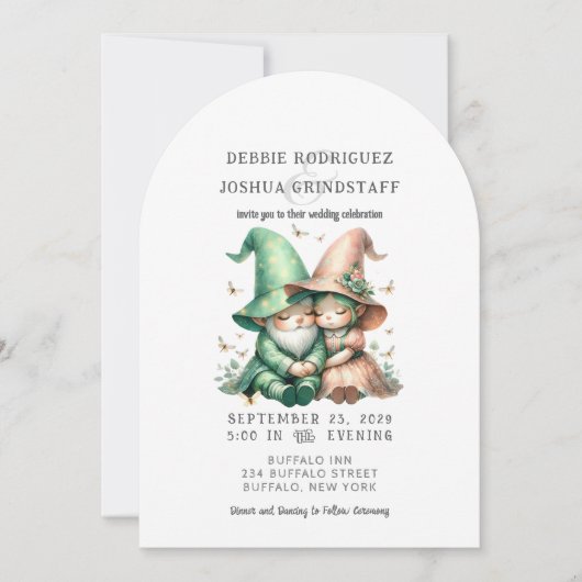Whimsical Gnomes Fun Wedding Invitation  招待状 (正面)