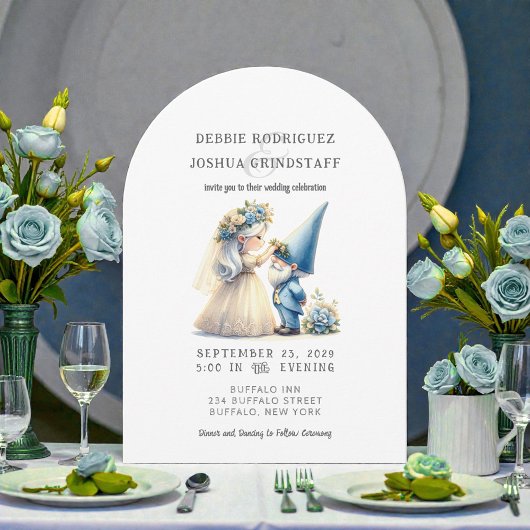 Whimsical Gnomes Fun Wedding Invitation  招待状