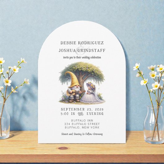 Whimsical Gnomes Fun Wedding Invitation 招待状