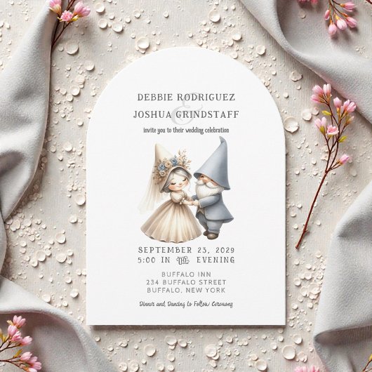 Whimsical Gnomes Fun Wedding Invitation  招待状