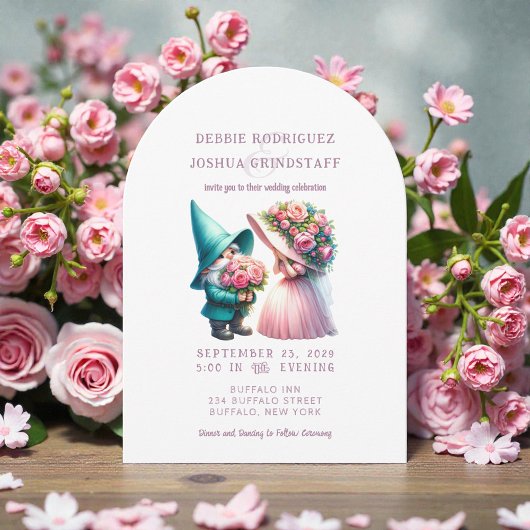 Whimsical Gnomes Fun Wedding Invitation  招待状