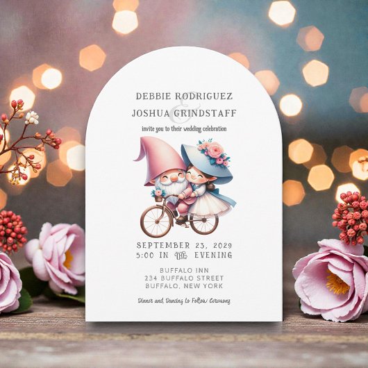 Whimsical Gnomes Fun Wedding Invitation 招待状