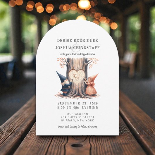 Whimsical Gnomes Fun Wedding Invitation 招待状