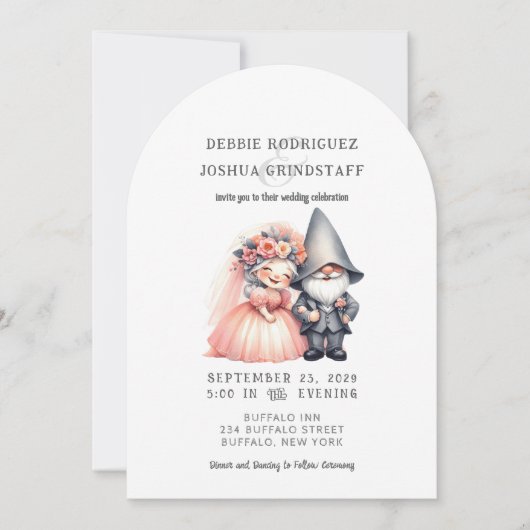 Whimsical Gnomes Fun Wedding Invitation 招待状 (正面)