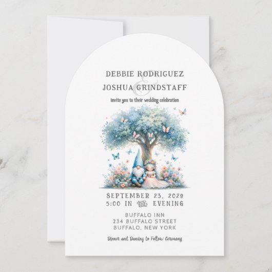 Whimsical Gnomes Fun Wedding Invitation  招待状 (正面)