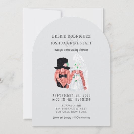 Whimsical Gnomes Fun Wedding Invitation 招待状 (正面)